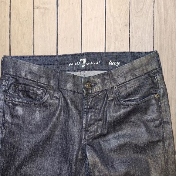 𝅺7 FOR ALL MANKIND SIZE 26 LUCY COATED SKINNY JEAN - Picture 4 of 4